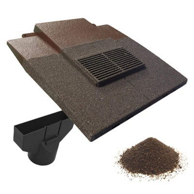Granulated Antique Brown Plain in-line Roof Tile Ventilator & Pipe Adapter