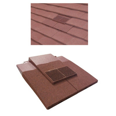 Granulated Old Red Plain in-line Roof Tile Vent & Pipe Adapter, Concrete & Clay