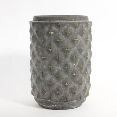 Graphic Cylinder Cement Plant Pot - Modern Industrial Look. (H22 cm)