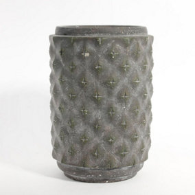 Graphic Cylinder Cement Plant Pot - Modern Industrial Look. (H22 cm)