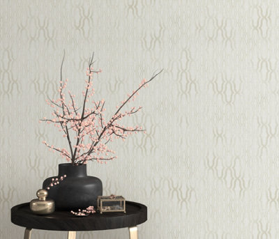 Graphic Geometric Alhambra Embossed White