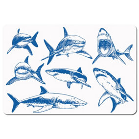 Graphical set of blue sharks isolated on white background (Placemat) / Default Title