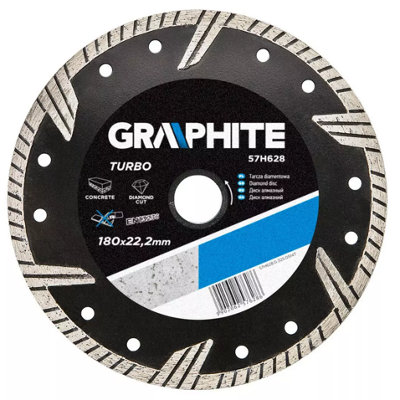 GRAPHITE 57H628, turbo angle grinder diamond disc blade tile 180mm x 22