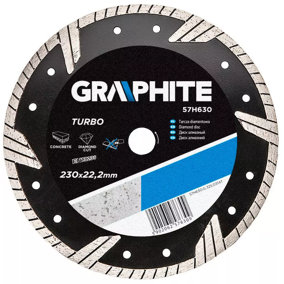 GRAPHITE 57H630, turbo angle grinder diamond disc blade 230mm x 22.2 bore