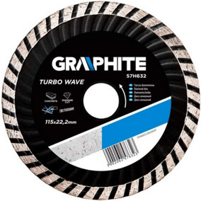 GRAPHITE 57H632, turbo wave angle grinder diamond disc blade 115mm