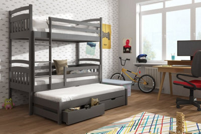 Graphite Alan Bunk Bed with Trundle and Storage - Contemporary & Functional (H1640mm x W1980mm x D980mm)