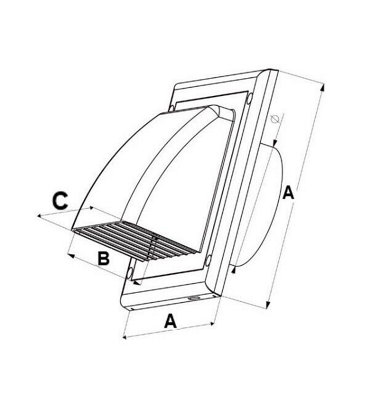 Graphite Duct Gravity Flap 190mm x 190mm / 100mm Air Vent Grille