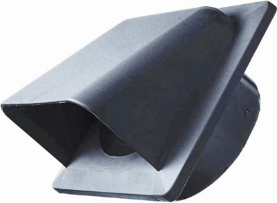 Graphite External Vent Cover -100mm Hooded Cowl with Backdraft Shutter Ventilation Grill Plastic Cowled Vent Outlet Grille Hatch - 3