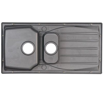 Graphite Grey 1.5 Bowl Kitchen Sink With Reversible Drainer And Strainer Waste
