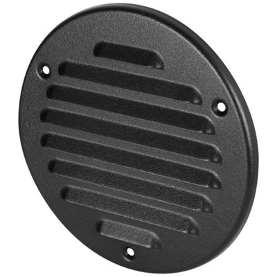 Graphite Grey Louvred Wall Vent Grille with Flyscreen, Fits 125 mm / 5 in Ducts, Round Ventilation Grille with Flat Back