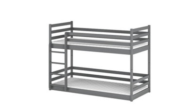 Graphite Mini Bunk Bed for Kids with Foam Bonnell Mattresses - Safe & Sturdy Design (H1360mm W1980mm D980mm)