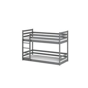 Graphite Mini Bunk Bed for Kids with Foam Bonnell Mattresses - Safe & Sturdy Design (H1360mm W1980mm D980mm)