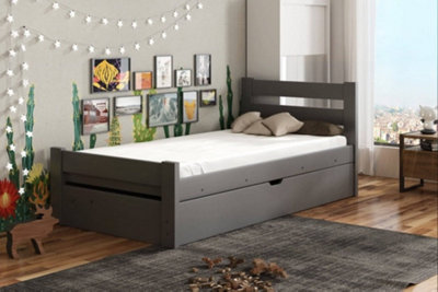 Graphite Nela Single Bed with Storage - Stylish & Practical (H670mm W1980mm D970mm)