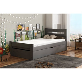 Graphite Nela Single Bed with Storage with Foam Bonnell Mattress - Stylish & Practical (H670mm W1980mm D970mm)