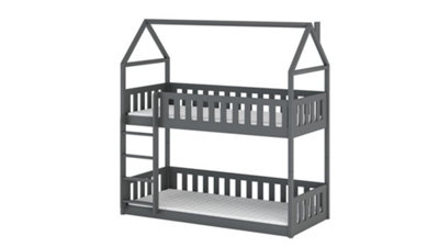 Graphite Pola Bunk Bed for Kids - Stylish & Safe with Solid Pine (H1930mm W1980mm D980mm)