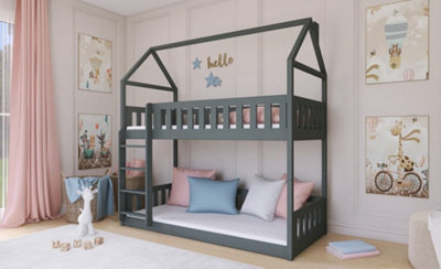 Graphite Pola Bunk Bed for Kids with Foam Mattresses - Stylish & Safe with Solid Pine (H1930mm W1980mm D980mm)