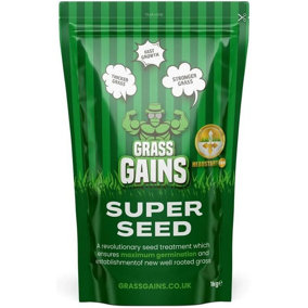 Grass Gains Super Seed 1KG, Fast Growth Lawn Seed