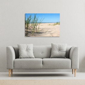 Grass in the sand dunes with the lake in the background (Canvas Print) / 152 x 101 x 4cm