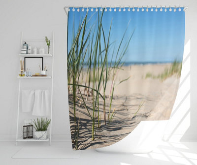 Grass in the sand dunes with the lake in the background (Shower Curtain) / Default Title Price Comparisons | Compare The Build