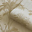 Grasscloth Textured Palm Vinyl Wallpaper Cream / Gold Belgravia 2913