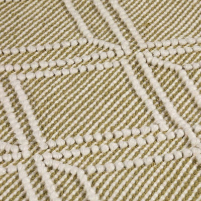 Grassington 100% PET Olive Diamond Floor Rug 170 x 120cm