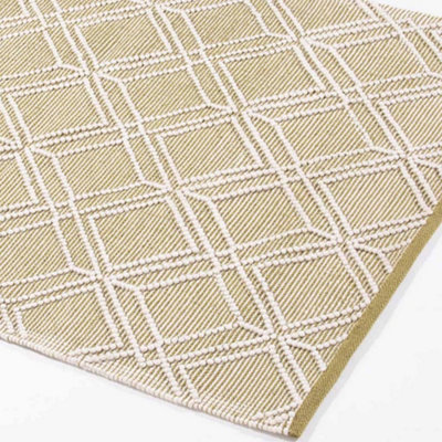Grassington 100% PET Olive Diamond Floor Rug 170 x 120cm