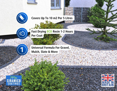 GRAVELHOLD ECO Resin 5 litres Waterbased Binder for Gravel Stones and Mulch on Borders, Patios & Gardens