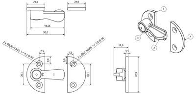 Gravelly Fastener Swivel Toggle Catch Lock Trailer Number