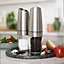 Gravity Salt & Pepper Mill Set with LED Light - Battery Operated Stainless-Steel Grinding Kitchen Tool - Each H20 x 5cm diameter