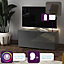 Gray high gloss SMART TV cabinet with wireless phone charging and Alexa or app operated LED mood lighting