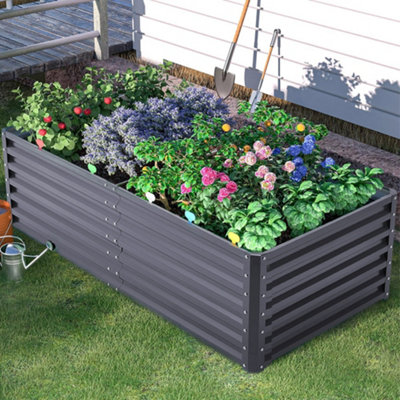 Gray Outdoor Metal Modular Flower Bed