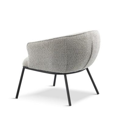 Grayson Collection Grey Boucl Lounge Chair and Matching Ottoman Foot rest Stool