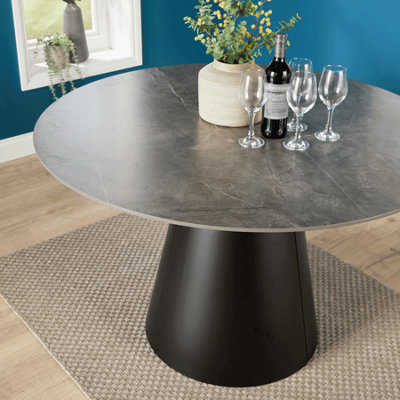 Grayson Round Grey Table with 4 Anastasia Chairs Dining Set
