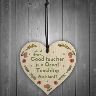 Great Teaching Assistant Gift Wood Heart Thank You Gift From Teacher ...