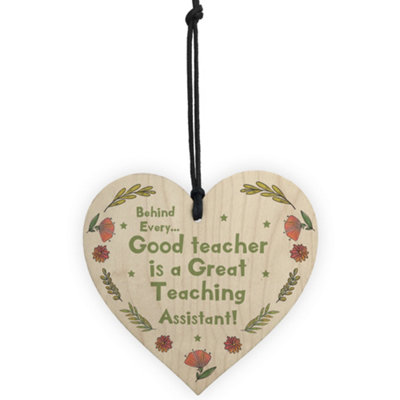 Great Teaching Assistant Gift Wood Heart Thank You Gift From Teacher ...