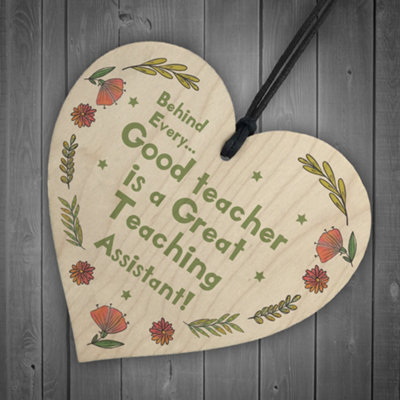 Great Teaching Assistant Gift Wood Heart Thank You Gift From Teacher ...