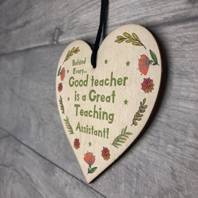 Great Teaching Assistant Gift Wood Heart Thank You Gift From Teacher ...