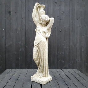 Greek Maiden Holding A Jug Over Shoulder Garden Statue