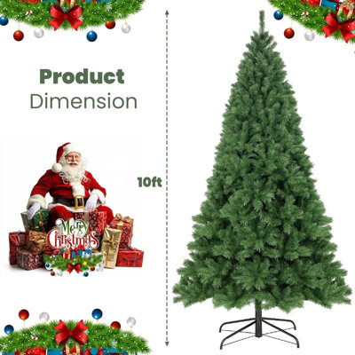 Green 10ft Christmas Tree - Xmas Pine Tree with 1800 Tips, Artificial ...