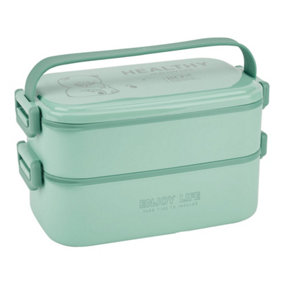 Green 2 Layer Stackable Bento Lunch Box with Handle