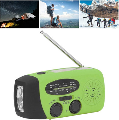 Green 2000mAh Solar Hand Crank Emergency Radio with Emergency Light