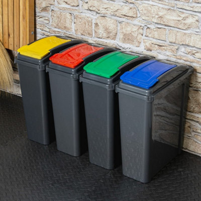 Green 25L Slimline Kitchen Bin Wham Recycling Rubbish Waste Dustbin Flip Top Lid - 4