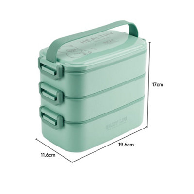 Green 3 Layer Stackable Bento Lunch Box with Handle