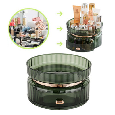 Green 360 Degrees Rotate with Drawer Organization Skincare Storage for Bathroom Kitchen 140mm(H)