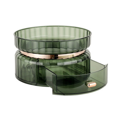 Green 360 Degrees Rotate with Drawer Organization Skincare Storage for Bathroom Kitchen 140mm(H)
