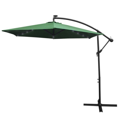 Green 3m LED Cantilever Parasol