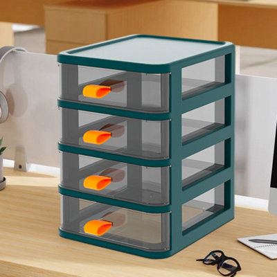 Green 4-Tier Plastic Desktop Stationery Cosmetic Storage Box Makeup Drawer Organizer with Handle Price Comparisons | Compare The Build