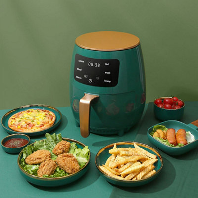 Green 4L Digital Touch Screen Air Fryer with Timer,Non-Stick Removable Basket