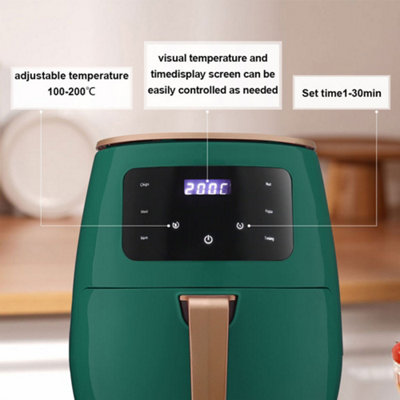 Green 4L Digital Touch Screen Air Fryer with Timer,Non-Stick Removable Basket