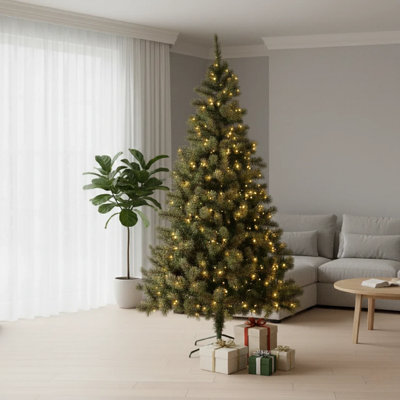 Green 6ft Pre-Lit Christmas Tree - 270 Led Xmas Pine Tree with 800 Tips ...